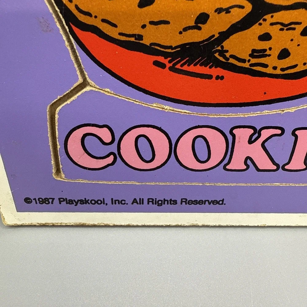 Vintage 1987 Wooden Tray Puzzle Playskool Super Snacks 8 Pieces‎